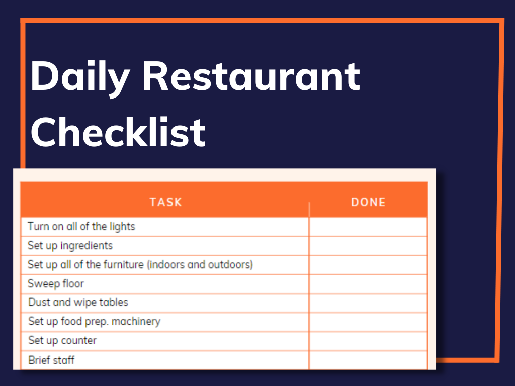 Daily Restaurant Checklist: For All Daily Restaurant Tasks