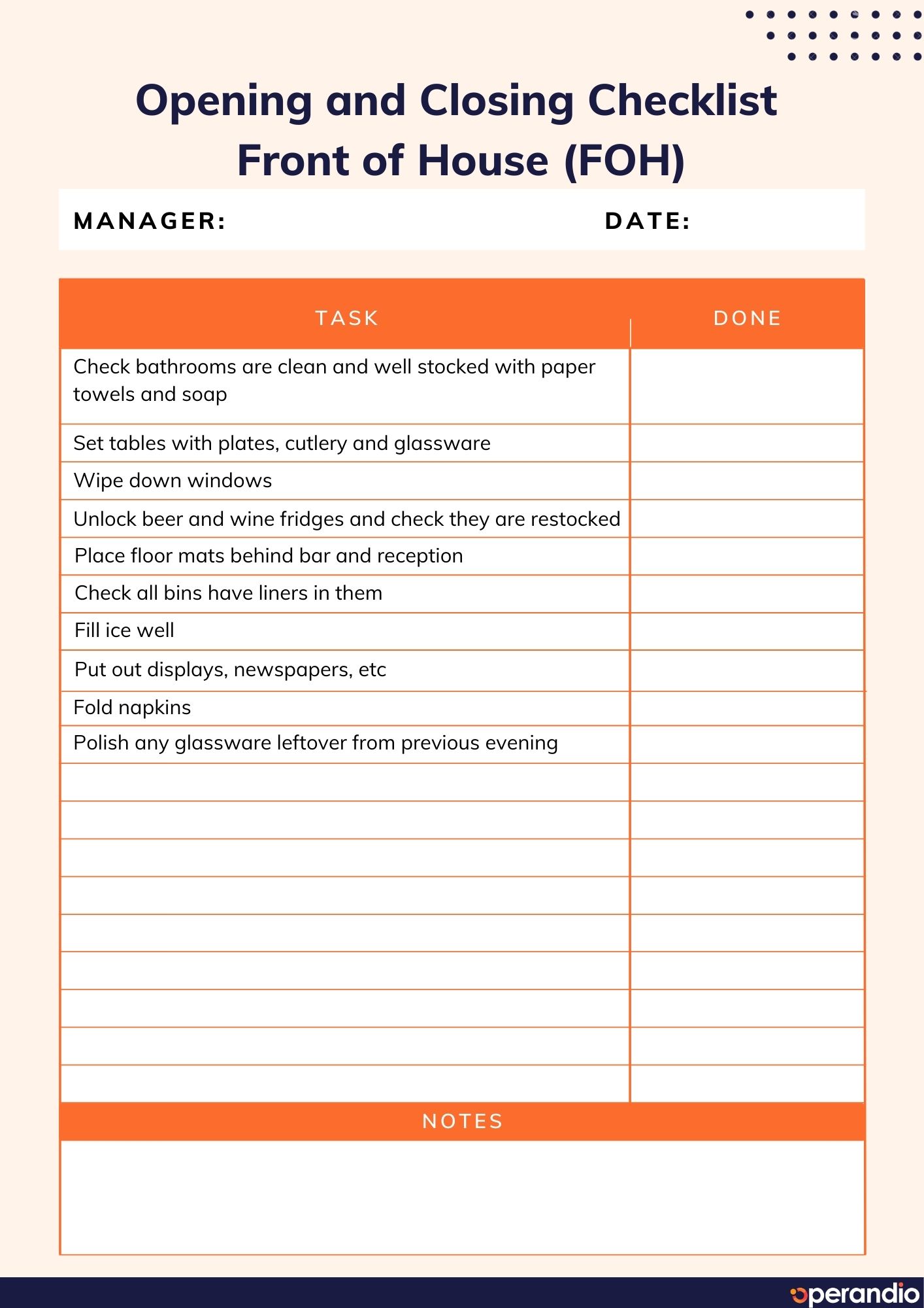 Opening and Closing Checklist Template: FREE Restaurant Bar Retail