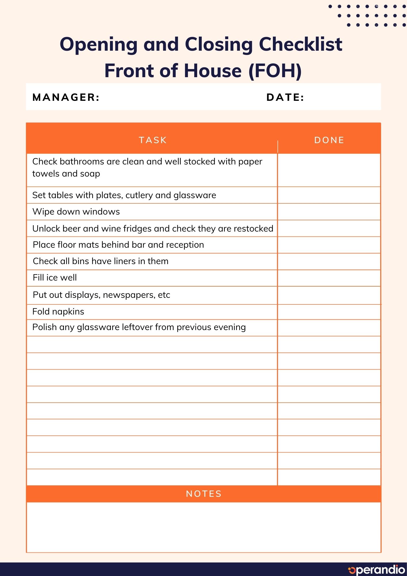 Opening And Closing Checklist Template FREE Restaurant Bar Retail 