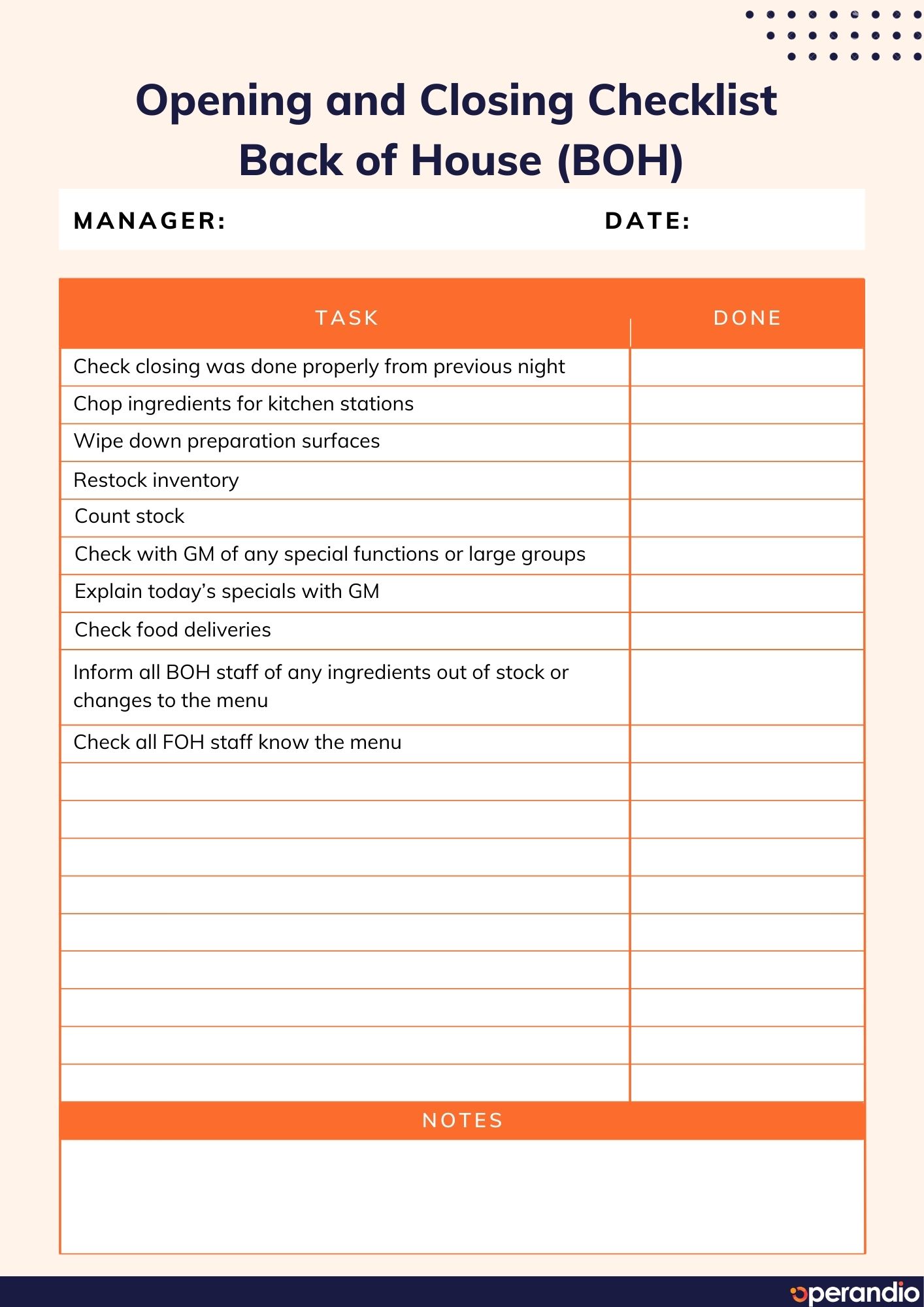 Opening And Closing Checklist Template 4 