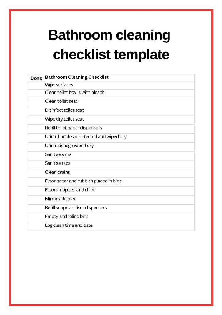 bathroom checklist template page 2