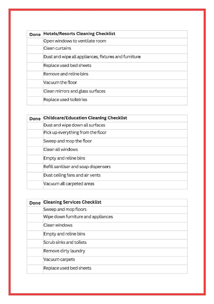 cleaning checklist template page 3