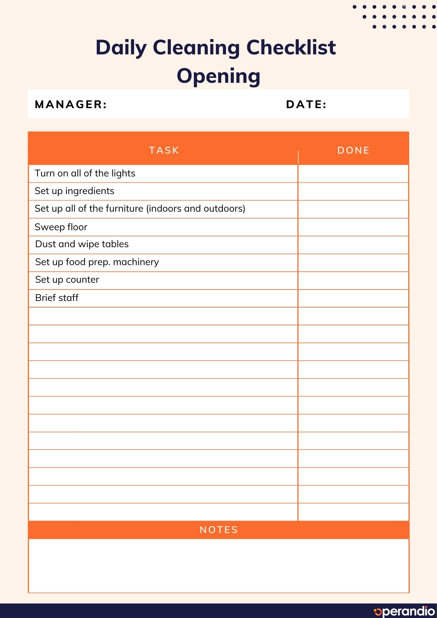 daily restaurant checklist template page 2