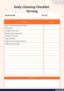 Daily Restaurant Checklist: For All Daily Restaurant Tasks