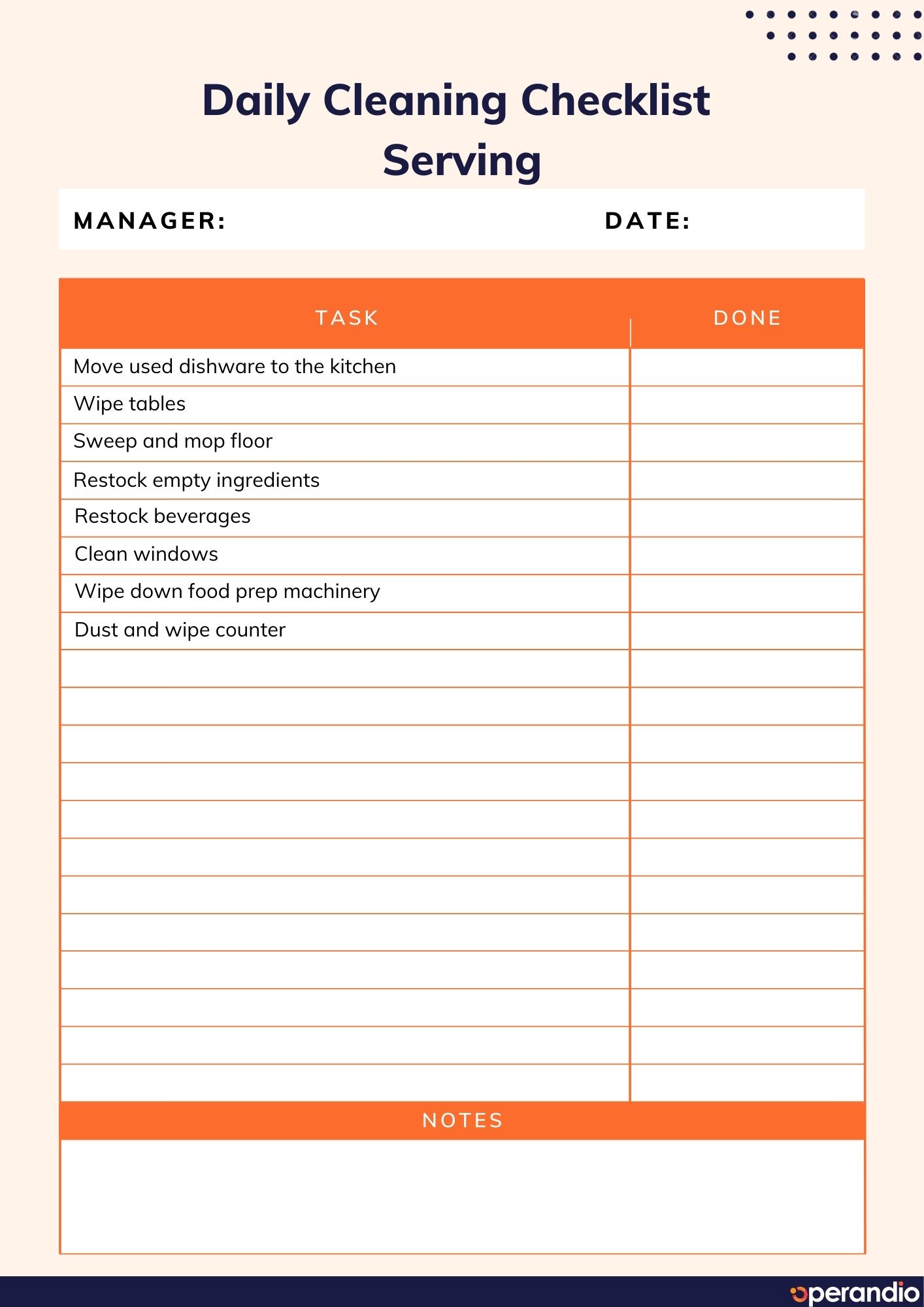 daily restaurant checklist template page 3