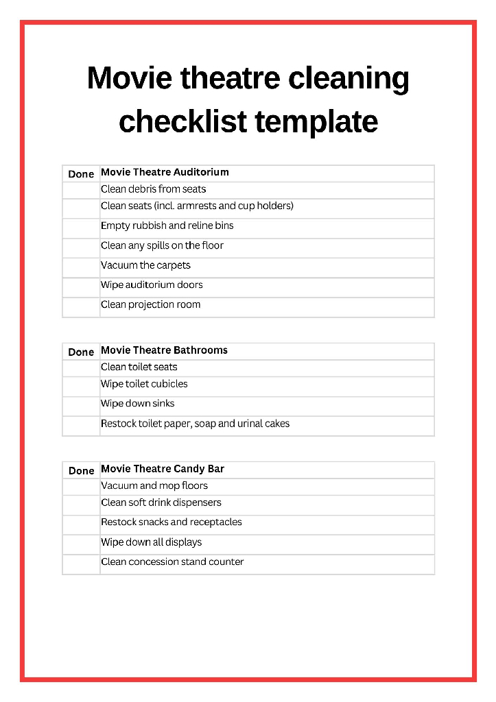 movie theatre checklist template page 2