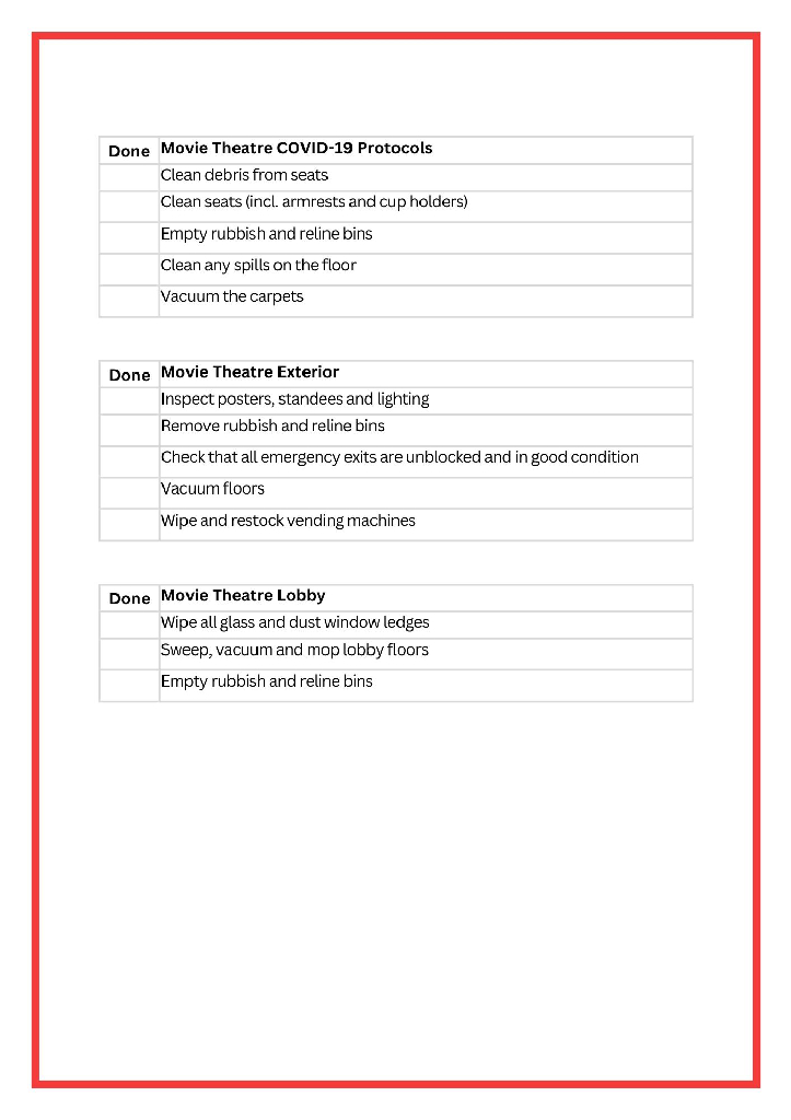 movie theatre checklist template page 3