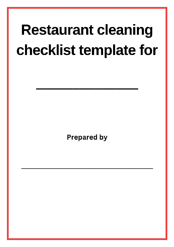 restaurant checklist template page 1