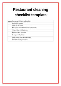 Restaurant Cleaning Checklist Template: Restaurant Cleaning Schedule