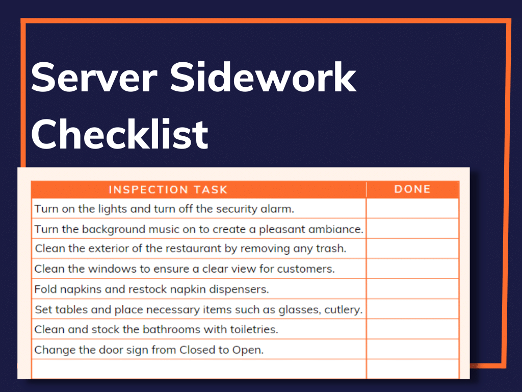 Server Sidework Checklist for Efficient Restaurant Operations Server Sidework Checklist for Efficient Restaurant Operations