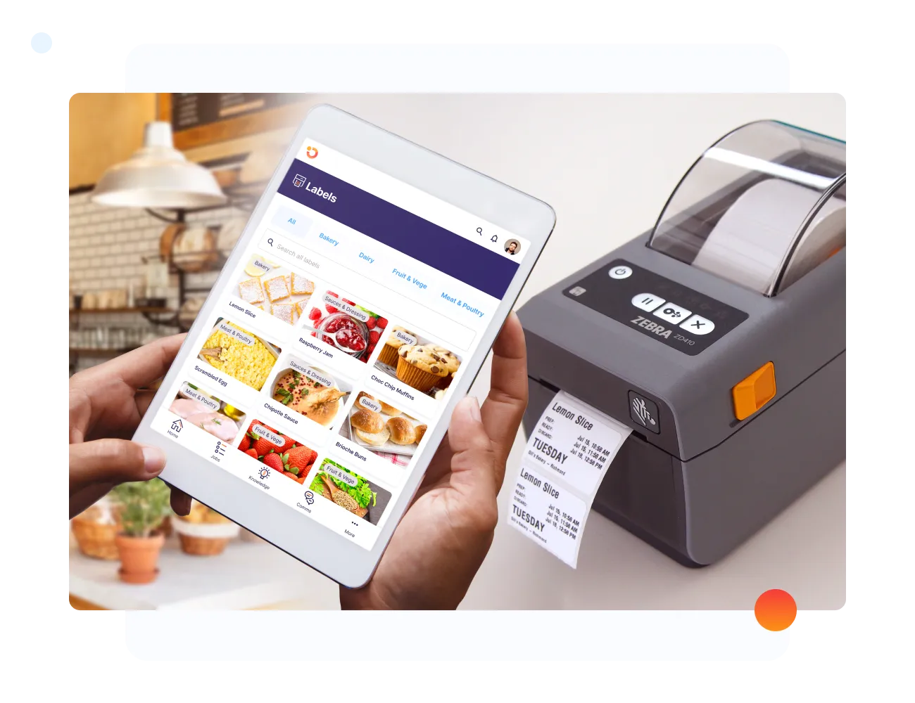 Printer and tablet with Operandio food labeling software