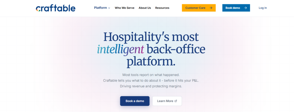 Craftable back-office platform for hospitality, featuring restaurant accounting, inventory, P&L management, and operational insights.