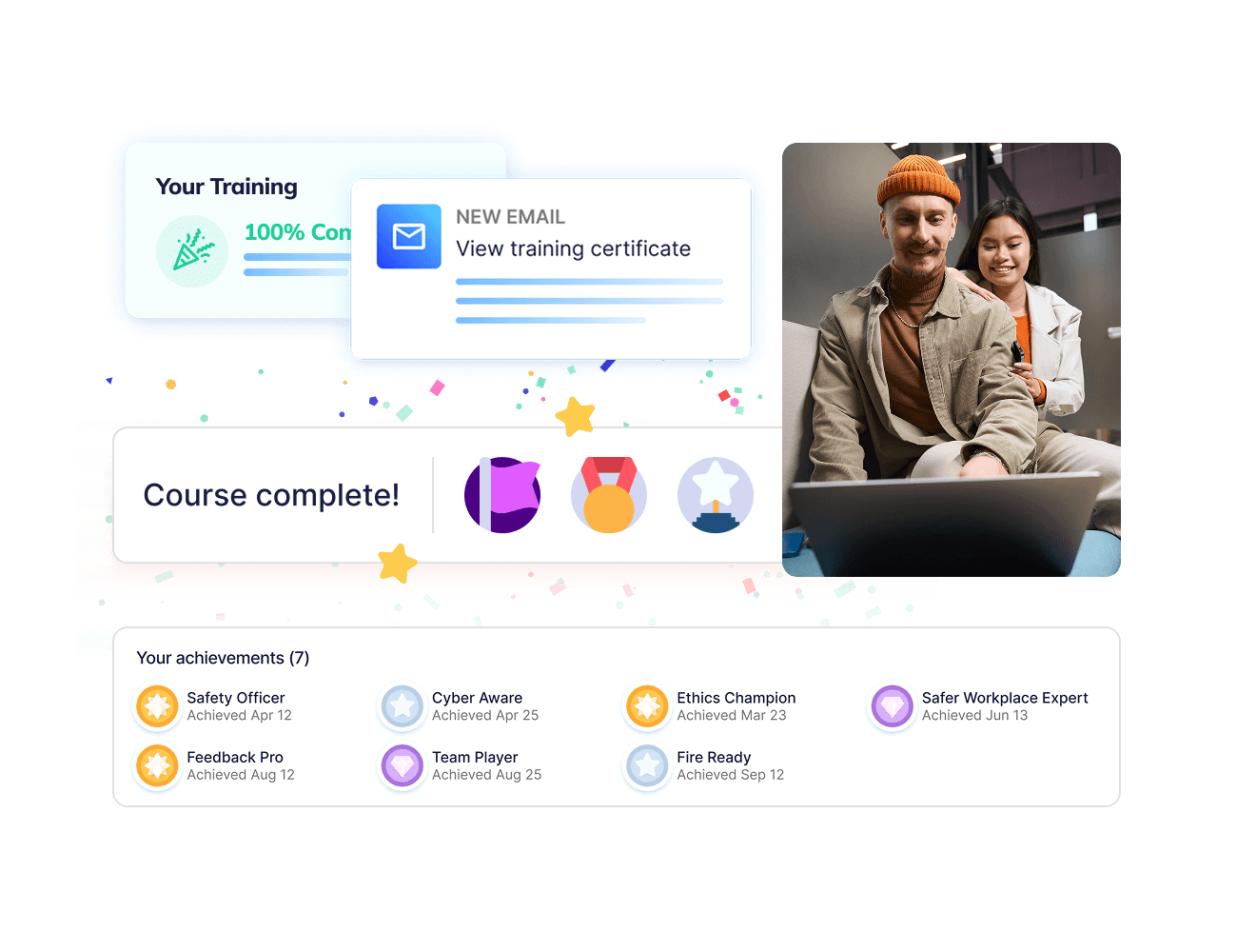 Training badges and certificates for frontline training - Operandio