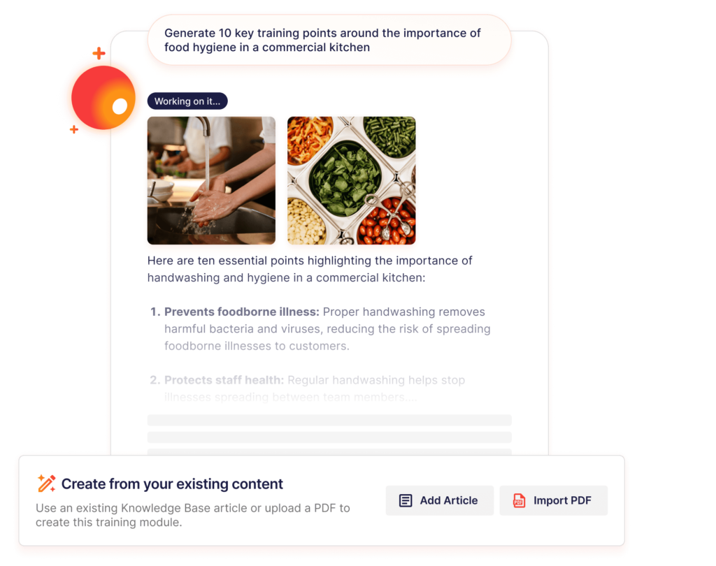 AI generating food hygiene training content.