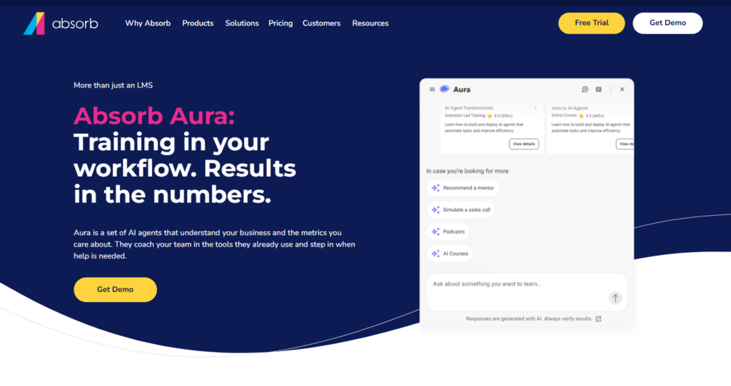 Absorb LMS homepage